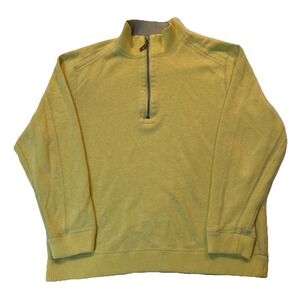 Tommy Bahama Flipshore Half Zip Reversible Yellow Gray Mens L Pullover Sweater‎